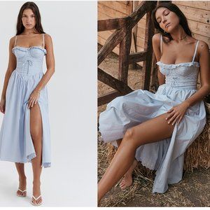 HOUSE OF CB 'Jaime' Soft Blue Broderie Anglais Midi SunDress NWOT